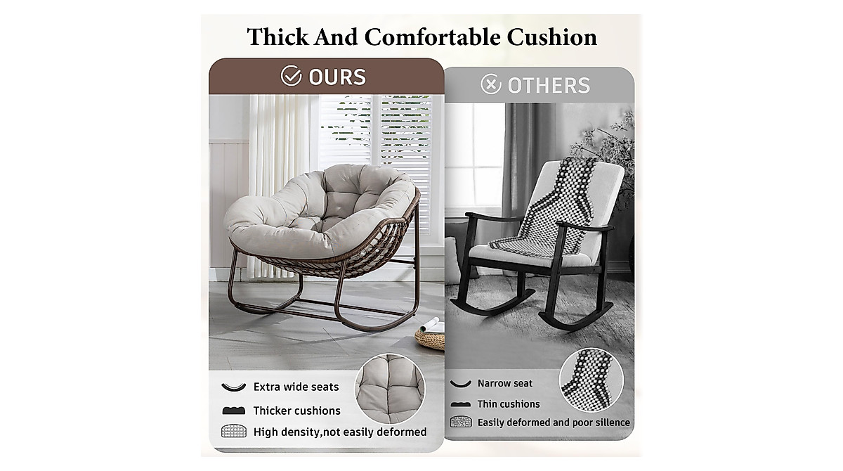 Comfy Oversized Rocking Chair for Indoor & Outdoor Use