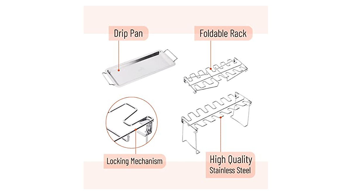 UNCO Chicken Leg Rack for Grill - 14 Slots Stainless Steel for Perfect BBQ