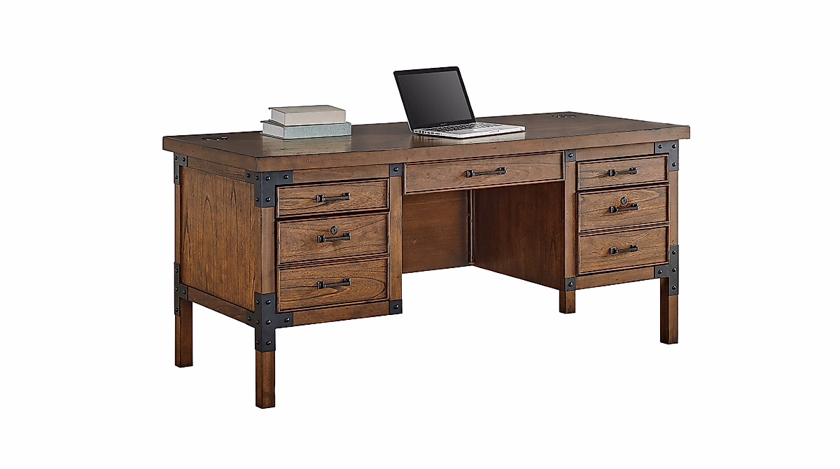 Martin Furniture Half Pedestal Desk in Brown - Elegant & Functional