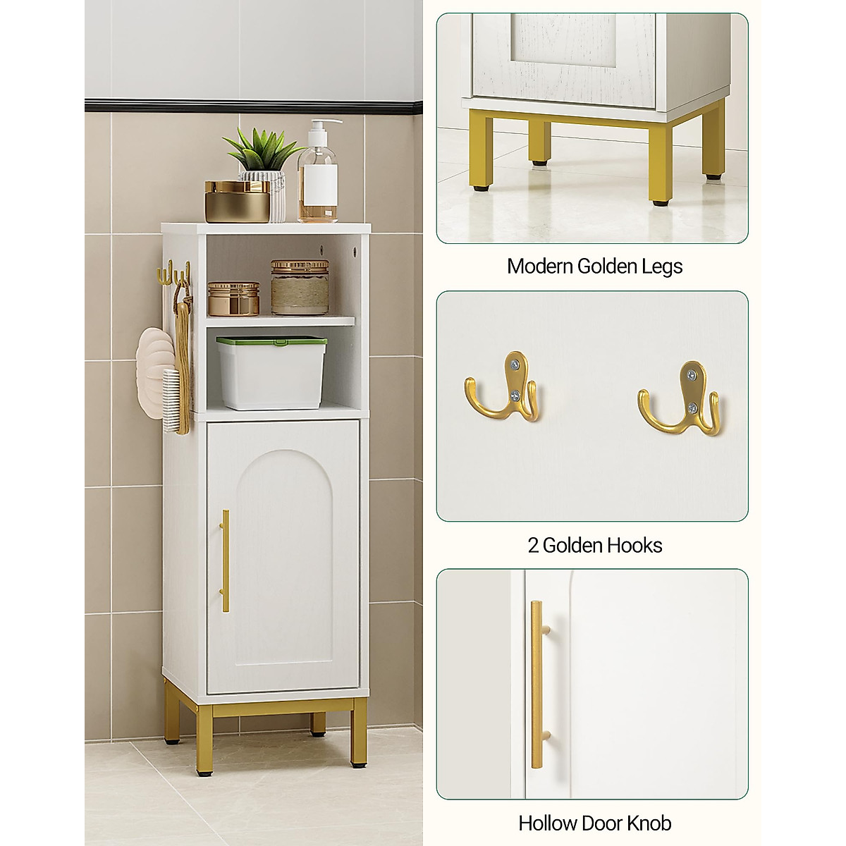 Hzuaneri Bathroom Storage Cabinet - Space-Saving Corner Organizer