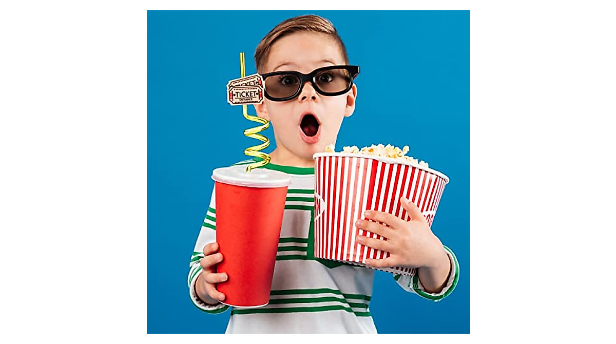 Movie Night Party Straws - 24 Reusable Decorations