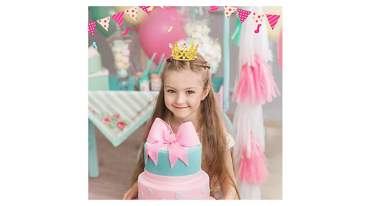 Gold Crown Cake Topper - 30 Mini Crowns for Weddings & Birthdays