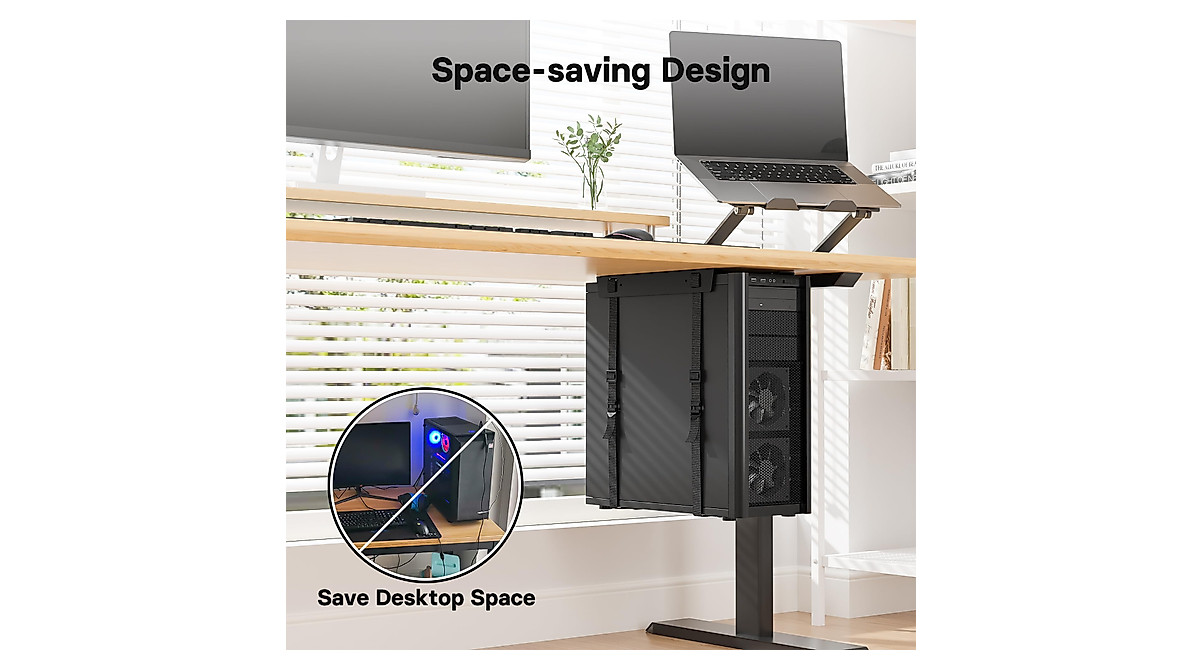 1home Under-Desk CPU Holder - Secure Your PC and Save Space