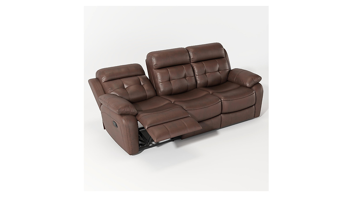 Familymill Genuine Leather Reclining Sofa with Drop-Down Table