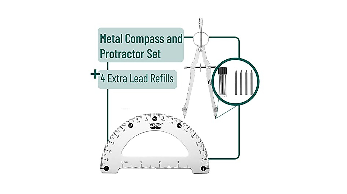 Mr. Pen Geometry Protractor & Compass Set