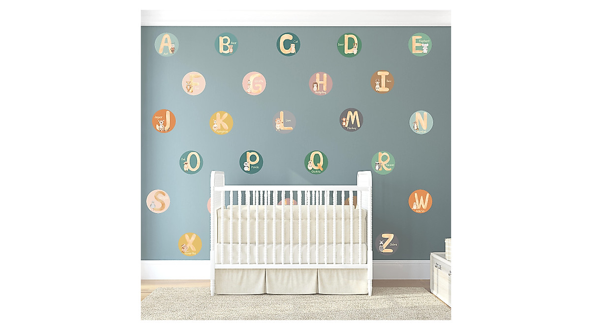 Boho Rainbow Alphabet Wall Decals for Kids Learning