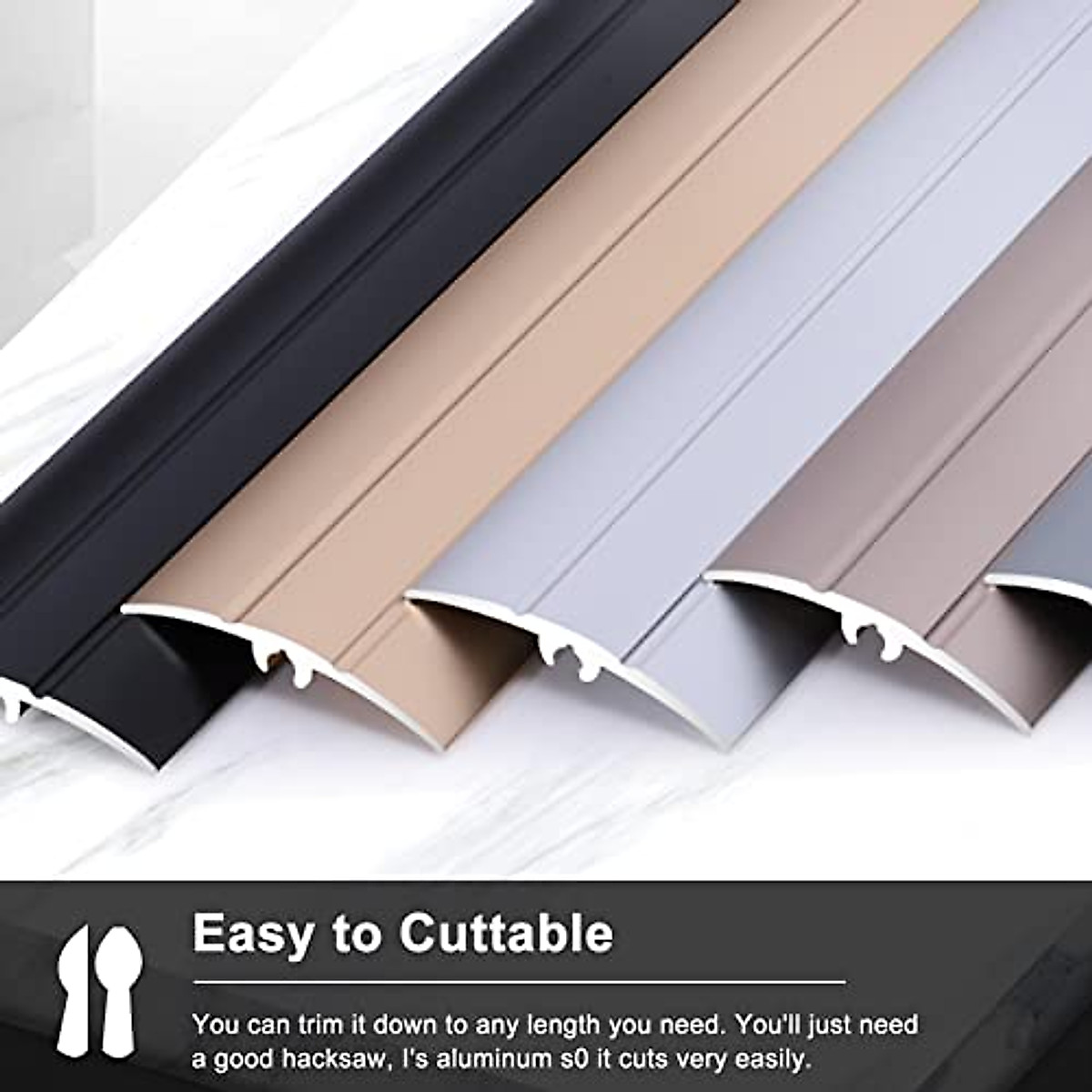 PAASHE Black Floor Transition Strip - Smooth, Slip-Resistant Ramp