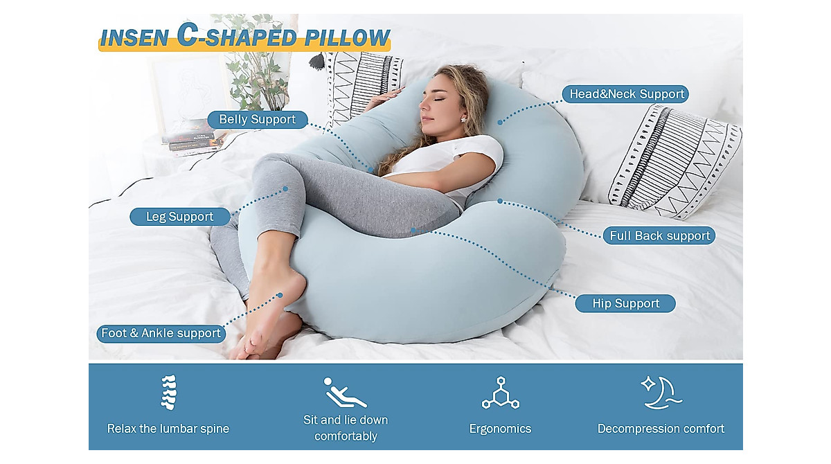 INSEN Pregnancy C Shaped Pillow for Ultimate Comfort