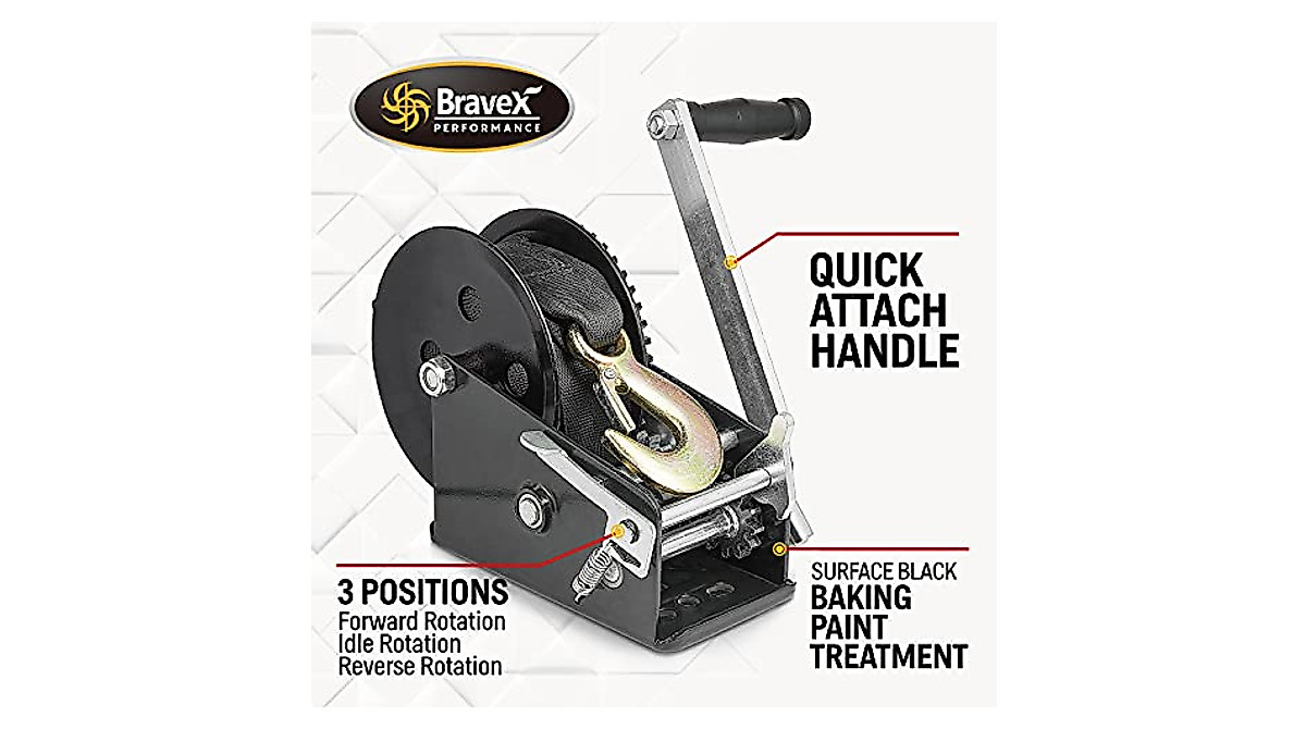 Bravex 3500lbs Boat Trailer Winch - Heavy Duty Portable