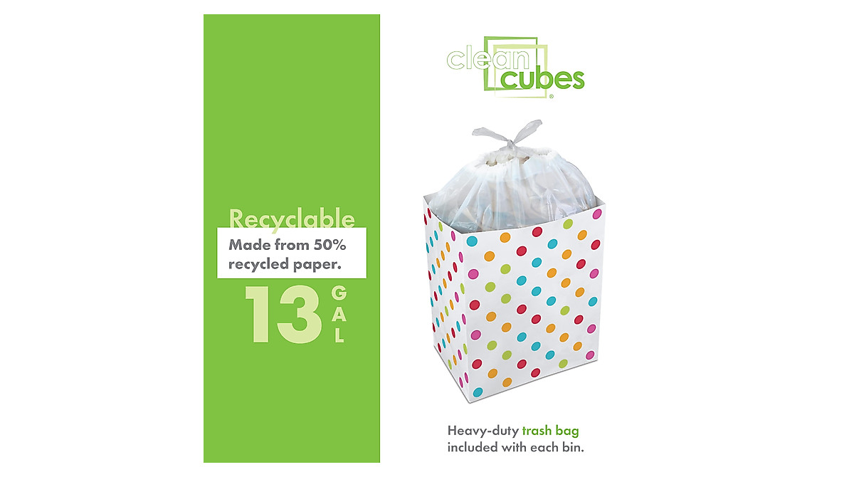 Clean Cubes 13 Gallon Trash Cans - 3 Pack with Liner