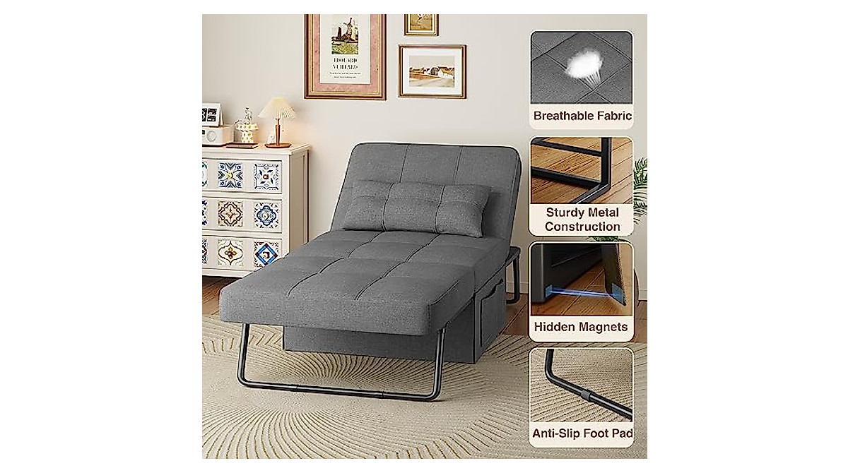 Aiho 4 in 1 Sleeper Chair Bed – No Assembly Required