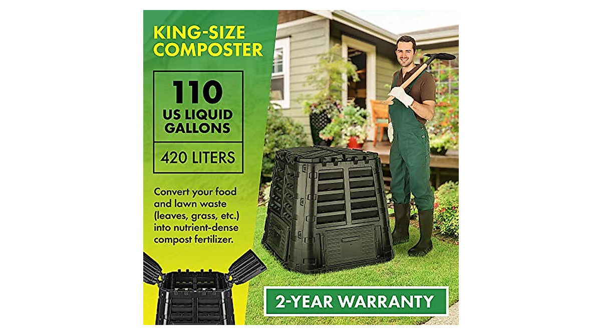 Large Recycled Plastic Compost Bin – 110 Gallons for Fertile Soil