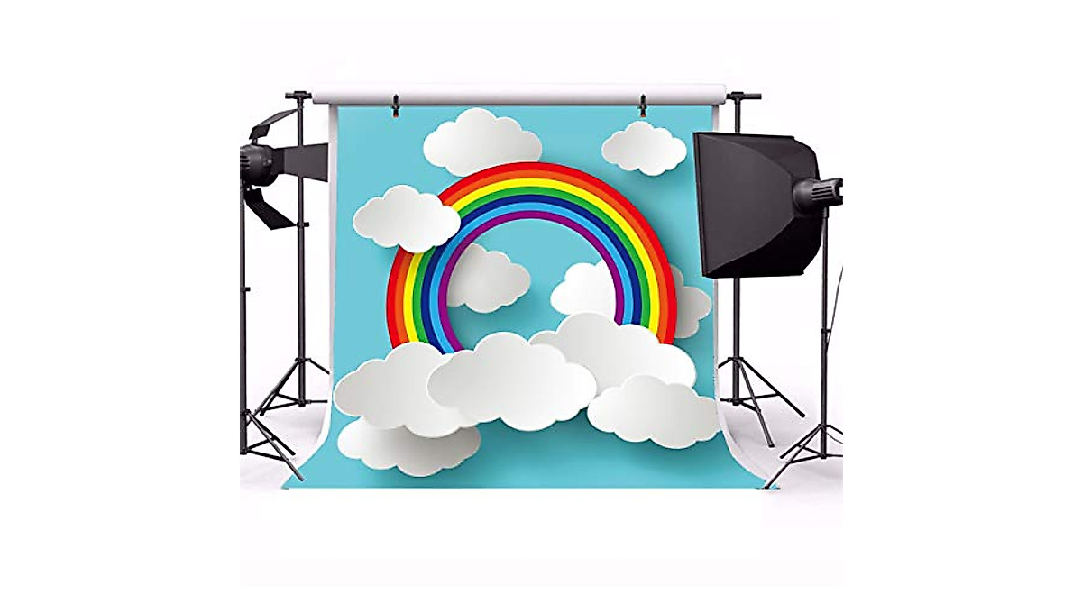 AOFOTO 6x6ft Rainbow Clouds Backdrop for Photography & Events