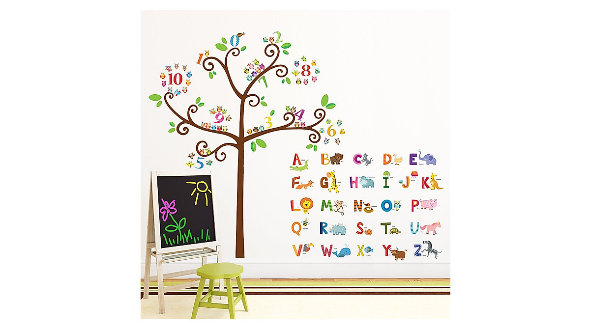 DECOWALL Animal Alphabet Wall Stickers for Kids
