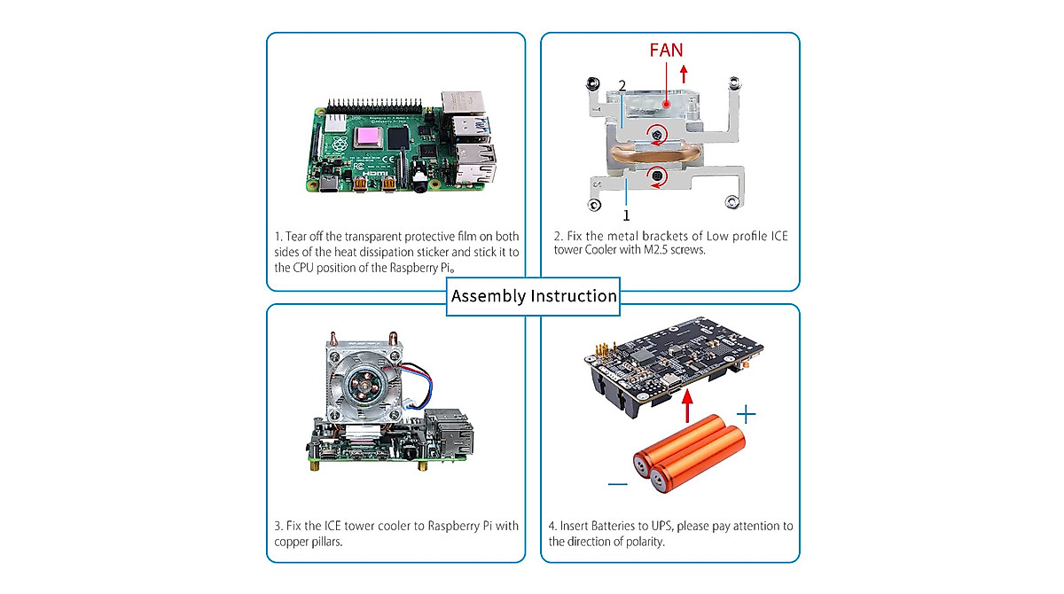 GeeekPi Mini Tower Case for Raspberry Pi 4 with UPS