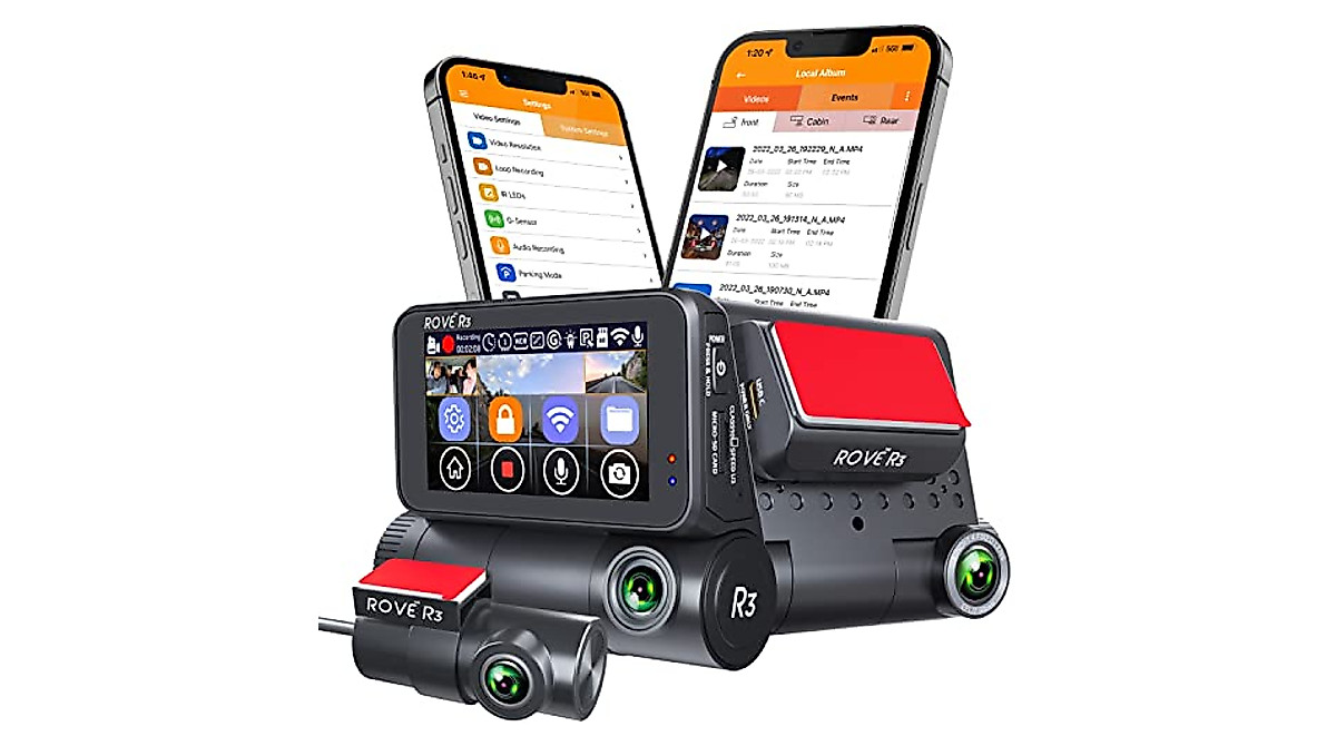 ROVE R3 Dash Cam Bundle with 512GB Micro SD and Hardwire Kit