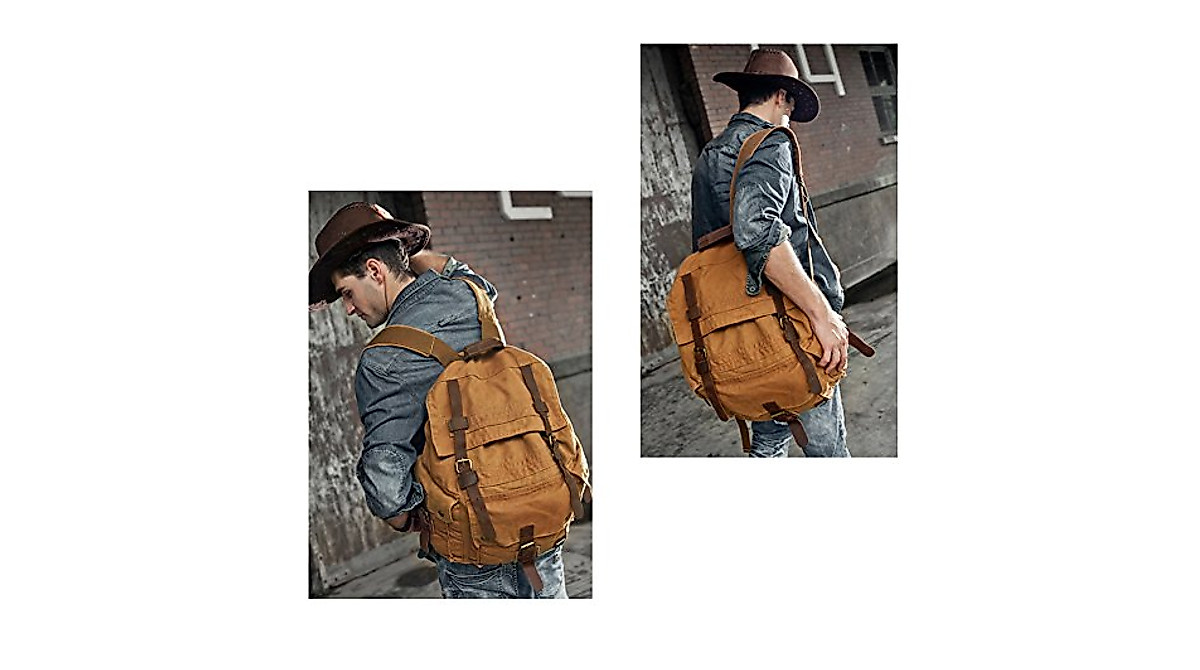 Jonon Vintage Canvas Backpack for Men - 17-Inch Laptop Rucksack