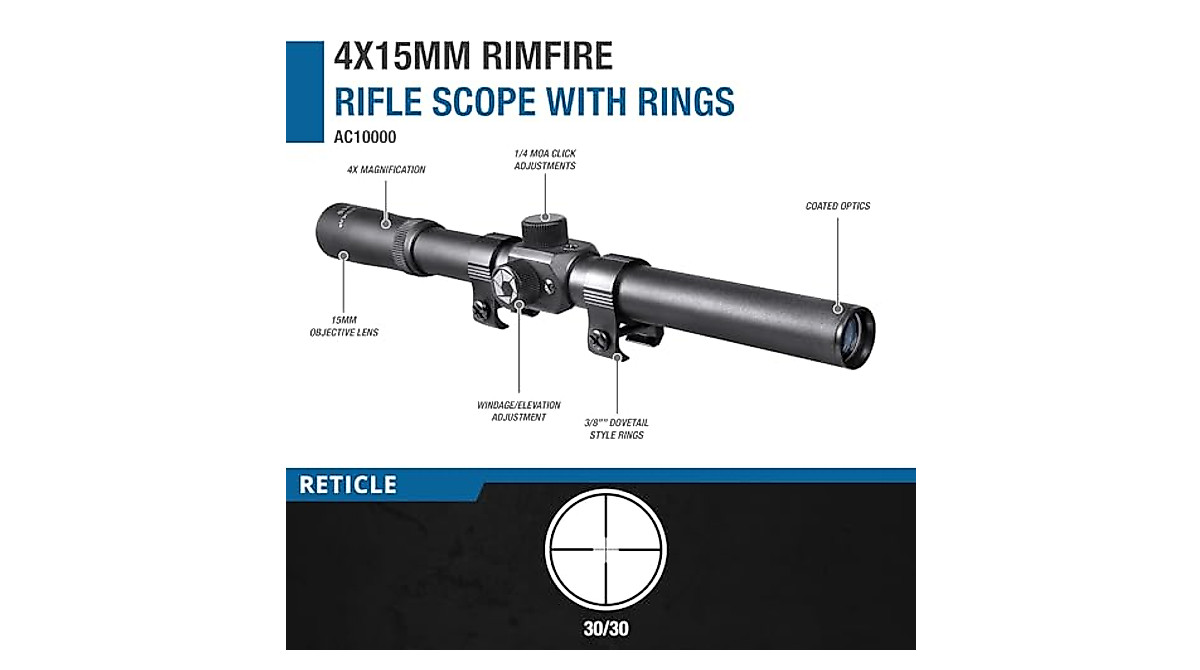 Barska 4x15 Rimfire Riflescope for Precise Shooting