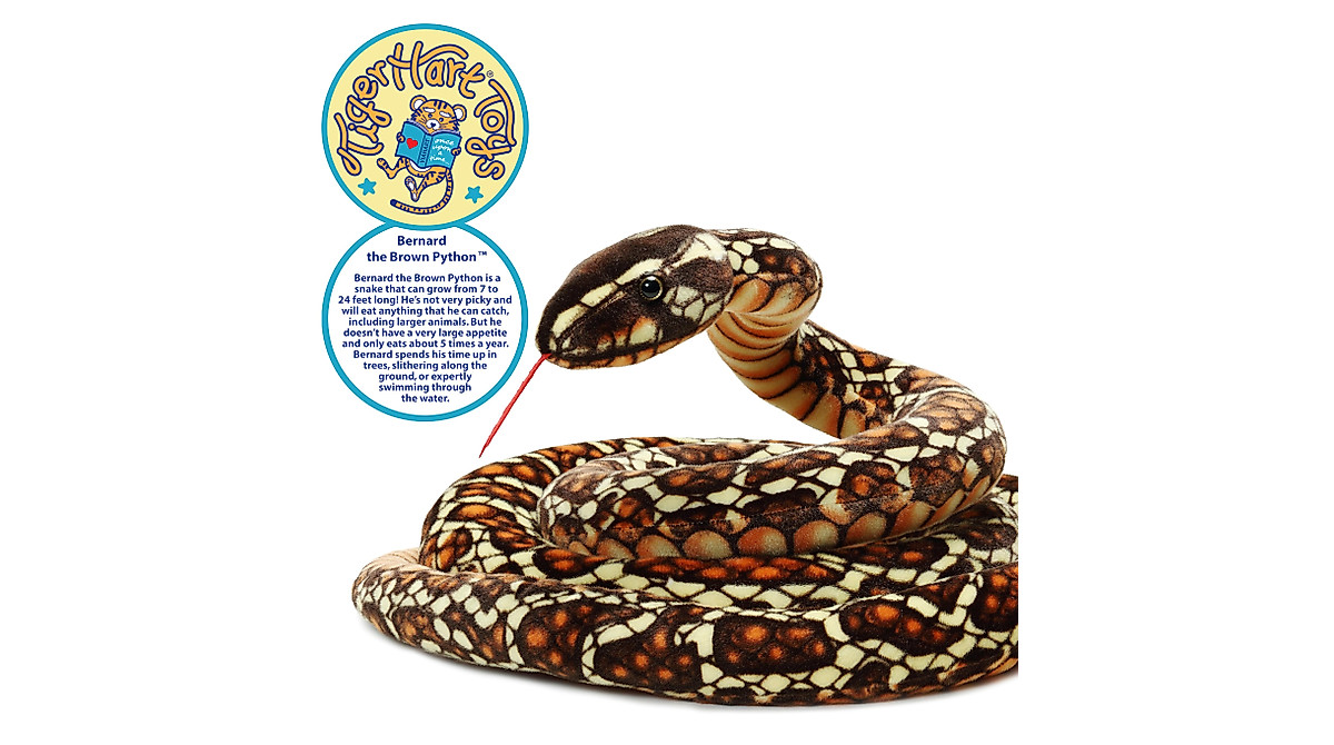 TigerHart 9.5 Ft Plush Brown Python - Huggable Fun