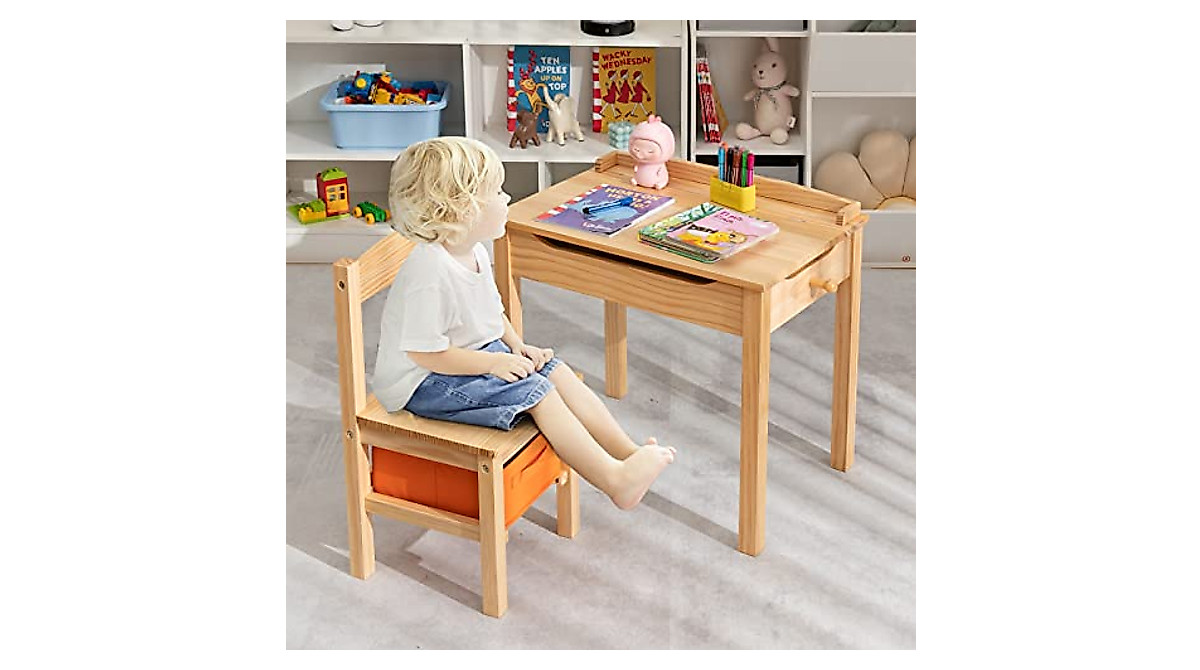 Costzon Kids Table & Chair Set - Safe Study & Play Desk for Toddlers