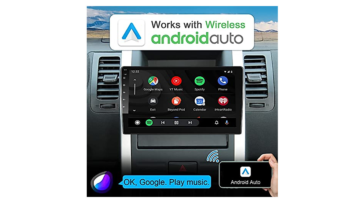 10 Inch Double Din Car Stereo with Wireless CarPlay & Android Auto