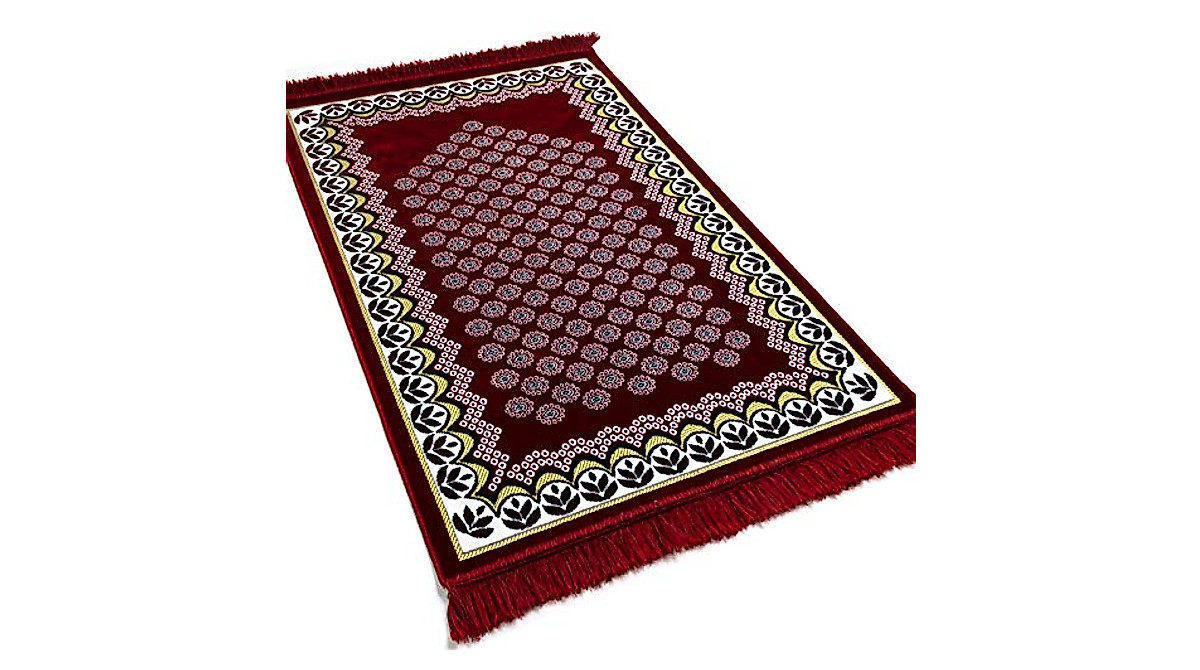 Modefa Red Prayer Rug – Lightweight, Elegant Islamic Sajadah