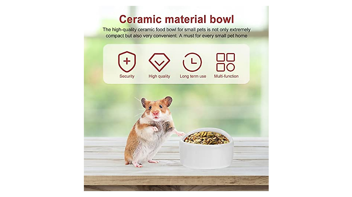 POPETPOP Ceramic Hamster Feeding Bowls - Safe Small Animal Food Dish