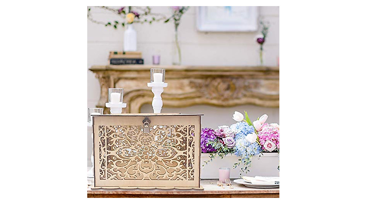Rustic Wedding Card Box with Lock - DIY Large Wood Gift Holder