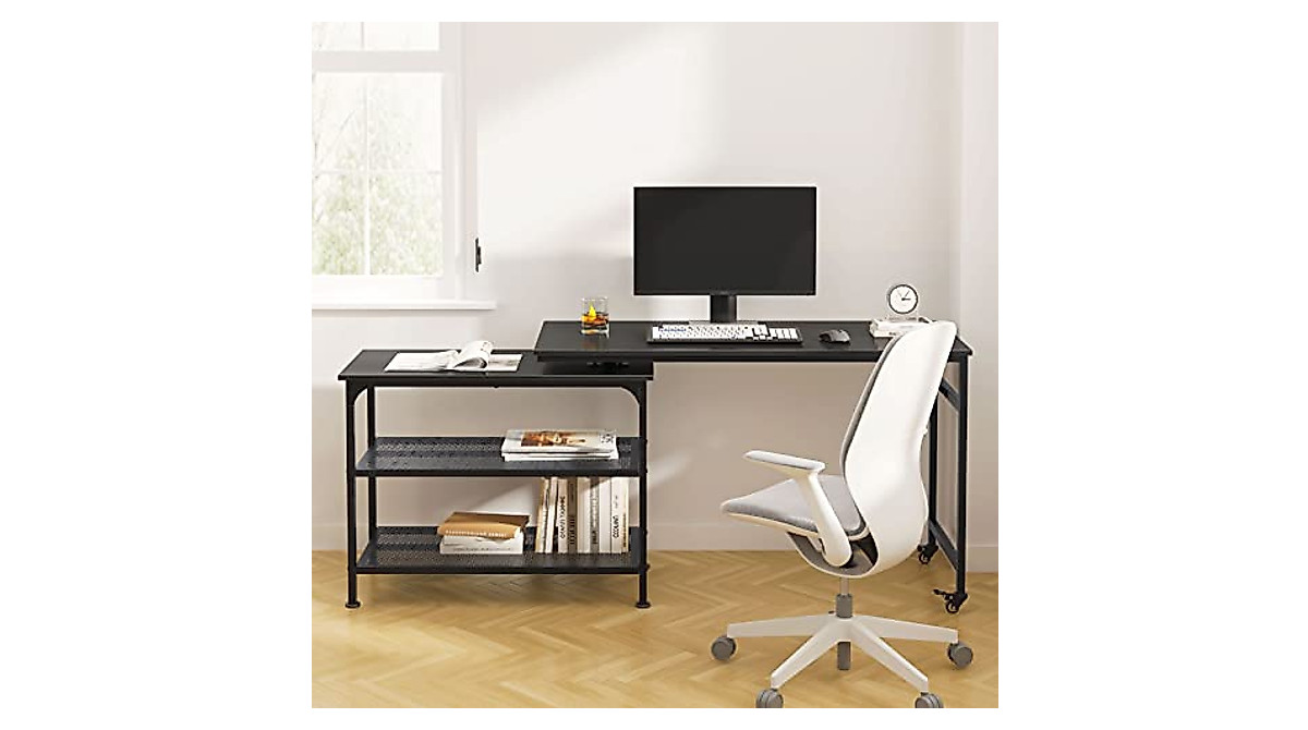 Soges 360° Rotating L Shaped Desk for Home Office