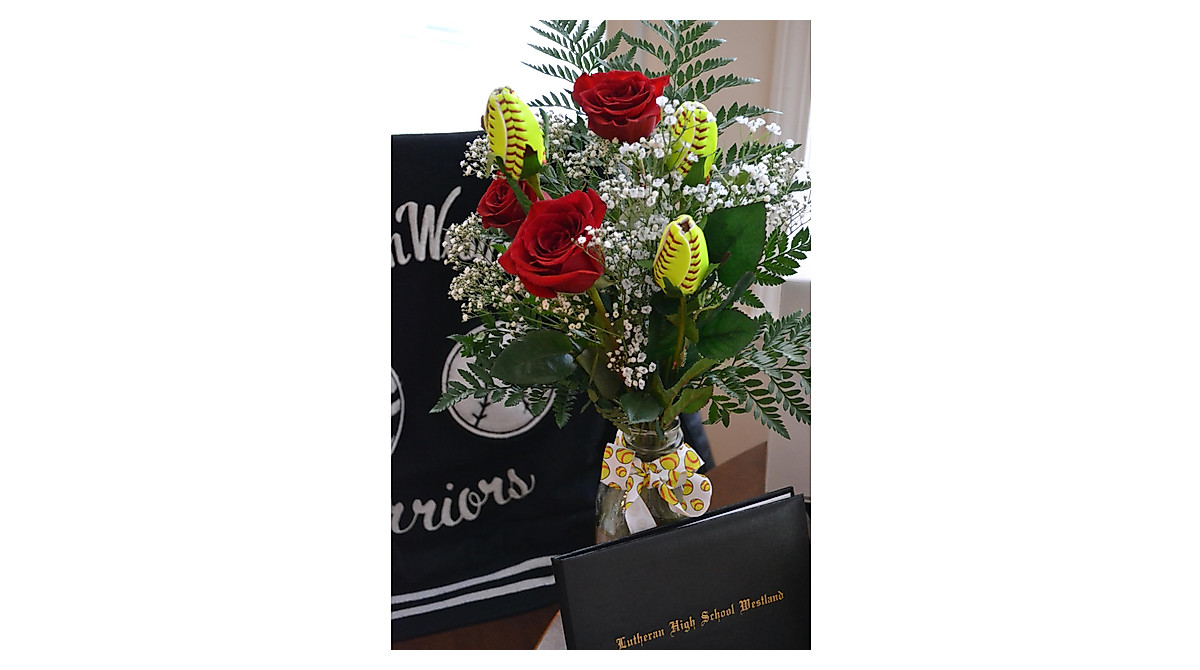 Softball Rose Graduation Gift - Handmade Sports Roses