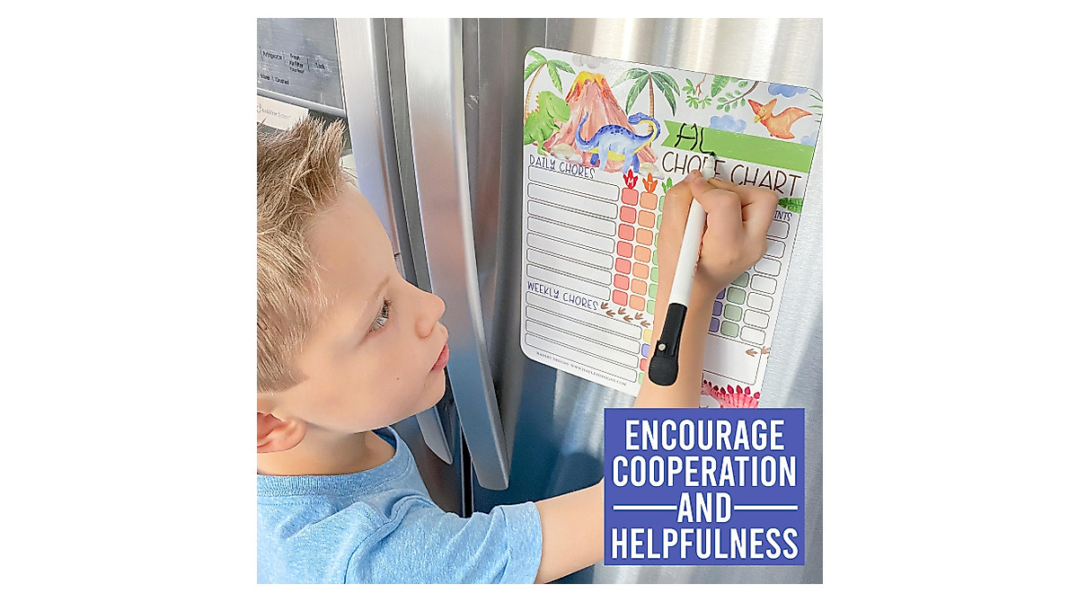 Dinosaur Kids Chore Chart - Magnetic Reward System for Kids
