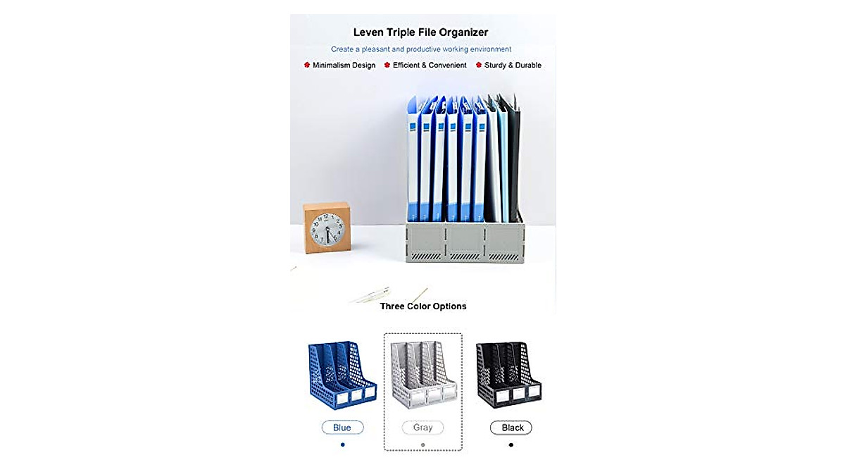 Leven Vertical Desk Organizer with 3 Compartments | Modern Office Storage