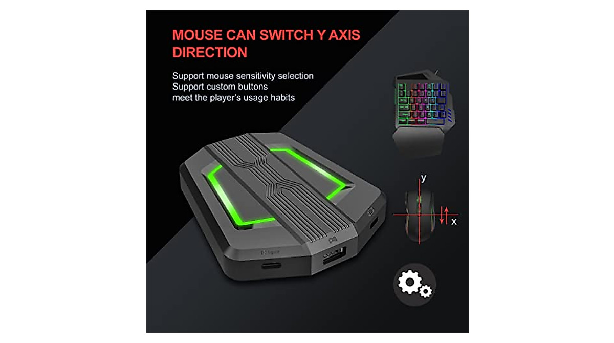 SOLUSTRE Game Controller Adapter with Colorful Lighting for USB Gaming