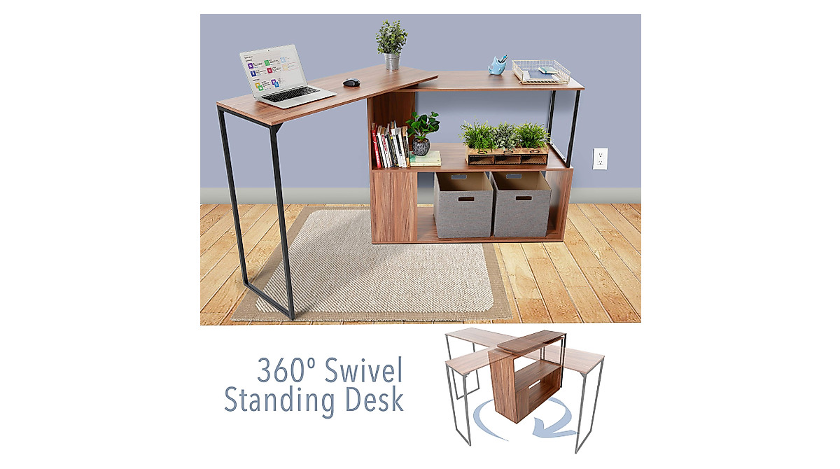Stand Steady Joy L-Shaped Rotating Desk for Small Spaces