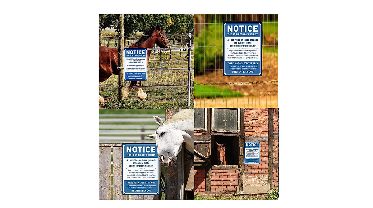 Durable Equine Liability Signs - 2-Pack 10x14 Aluminum Safety Signs