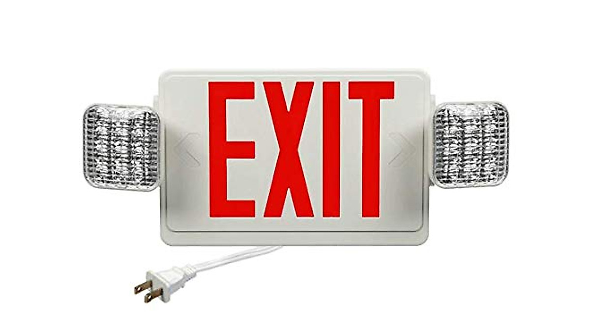 Corded Exit Sign Combo with Emergency Lights