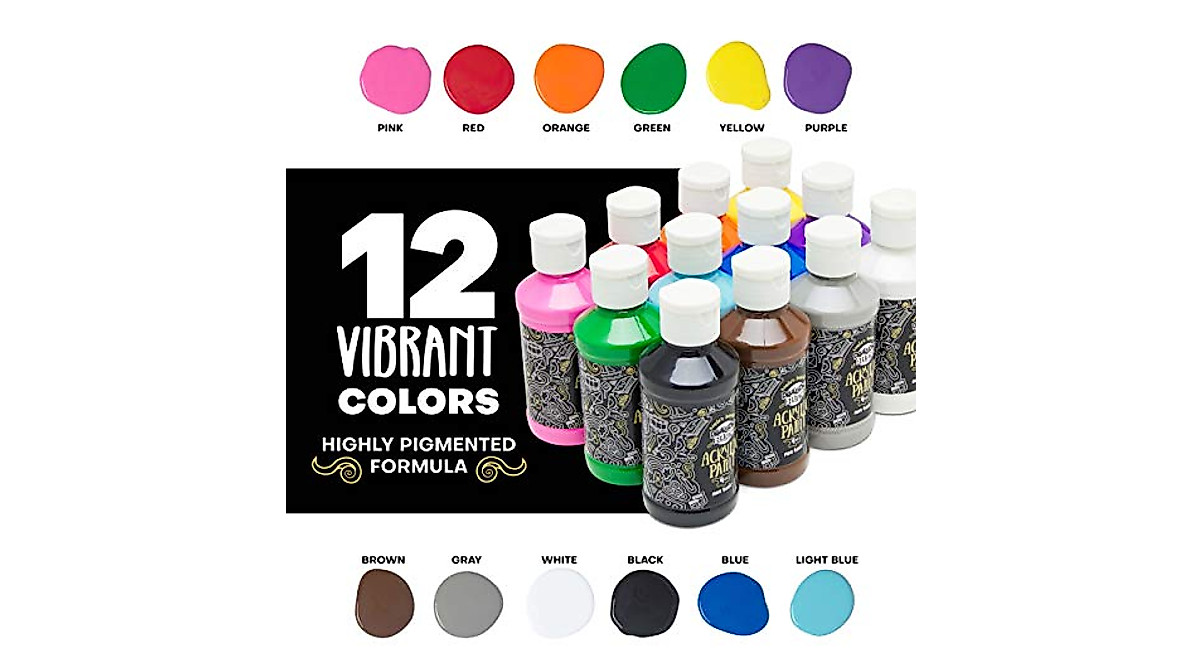 Dragon Drew 12-Color Acrylic Paint Set for DIY Crafts