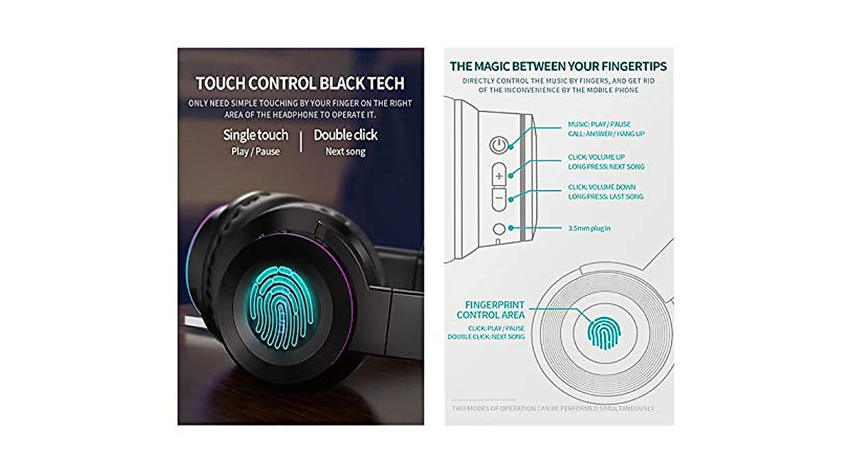 Wireless Glowing Headset with Touch Control & Deep Bass