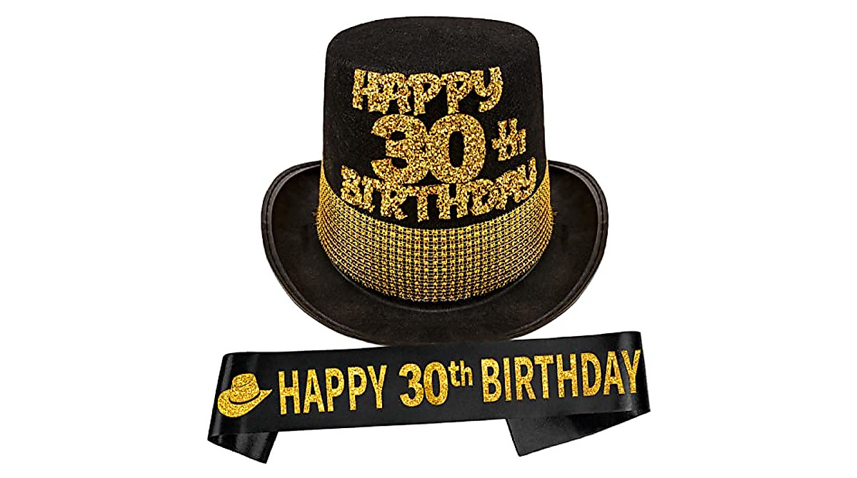 30th Birthday Gifts for Him - Party Hat & Sash for Men | Celebrate in Style