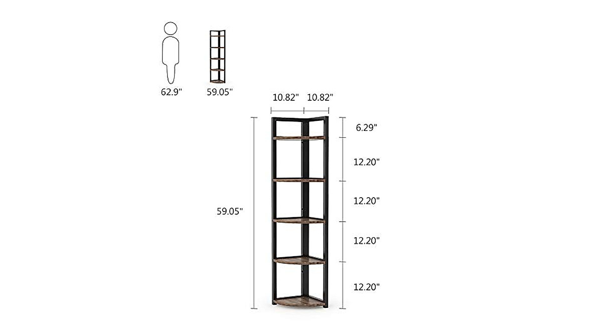 Tribesigns Corner Plant Stand Indoor | Rustic 5-Tier Corner Shelf