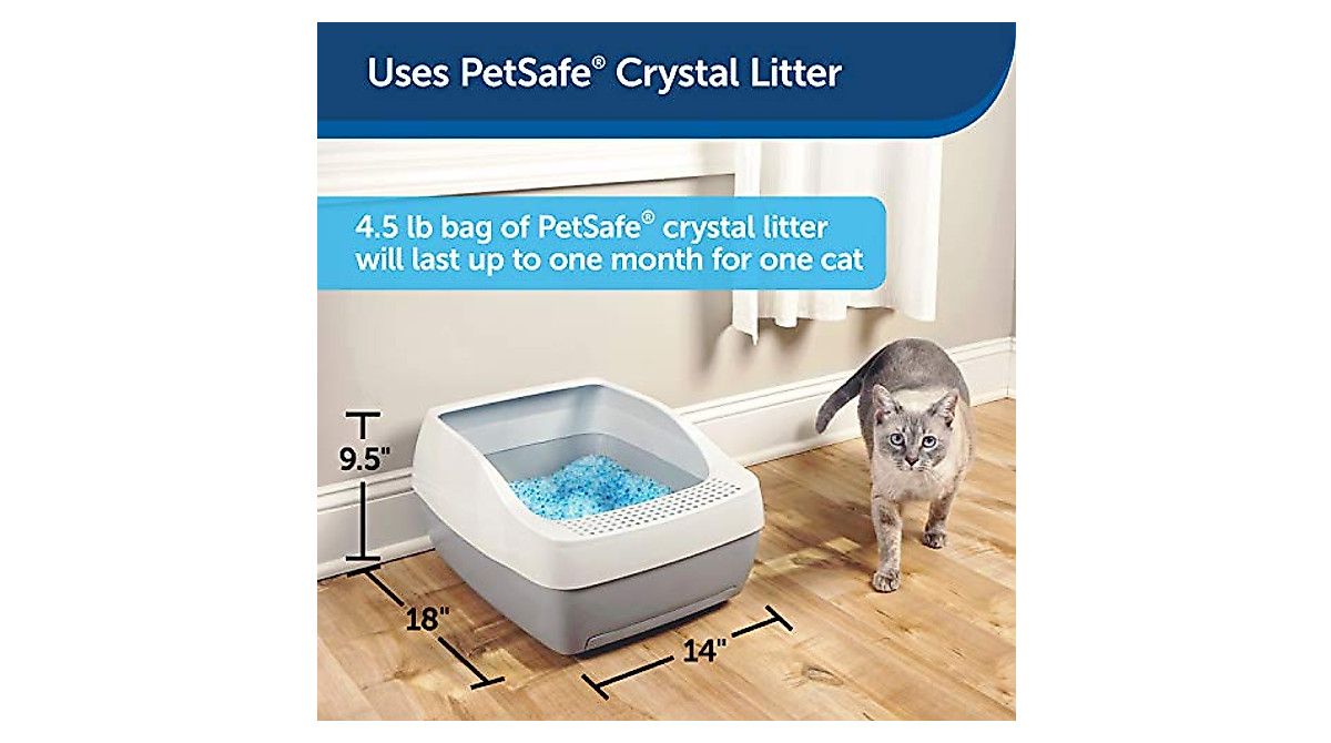 PetSafe Deluxe Crystal Cat Litter Box – Long-Lasting Odor Control
