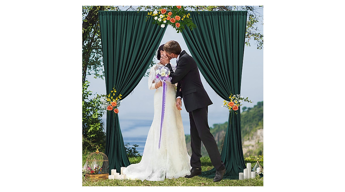 10ftx10ft Hunter Green Backdrop Curtains for Events