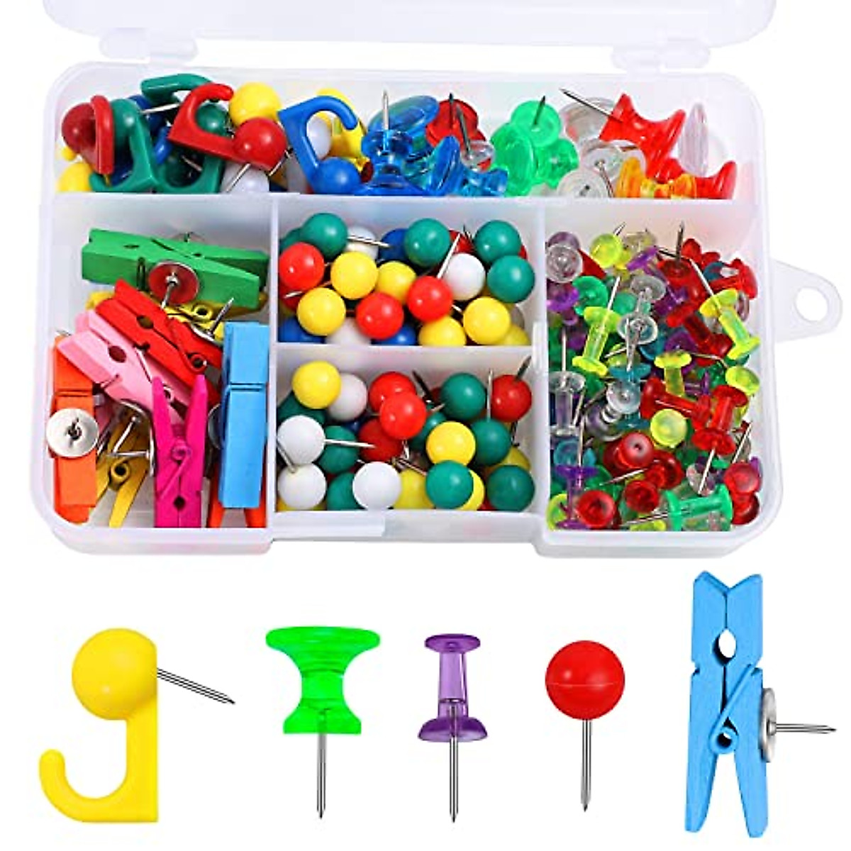 200-Piece Multicolor Push Pins Set for Office & Home - Durable & Versatile