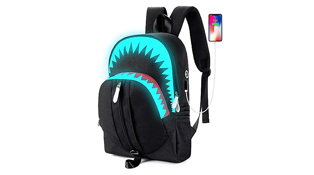 Cool Shark Backpack for Teens with Glow-in-The-Dark Features