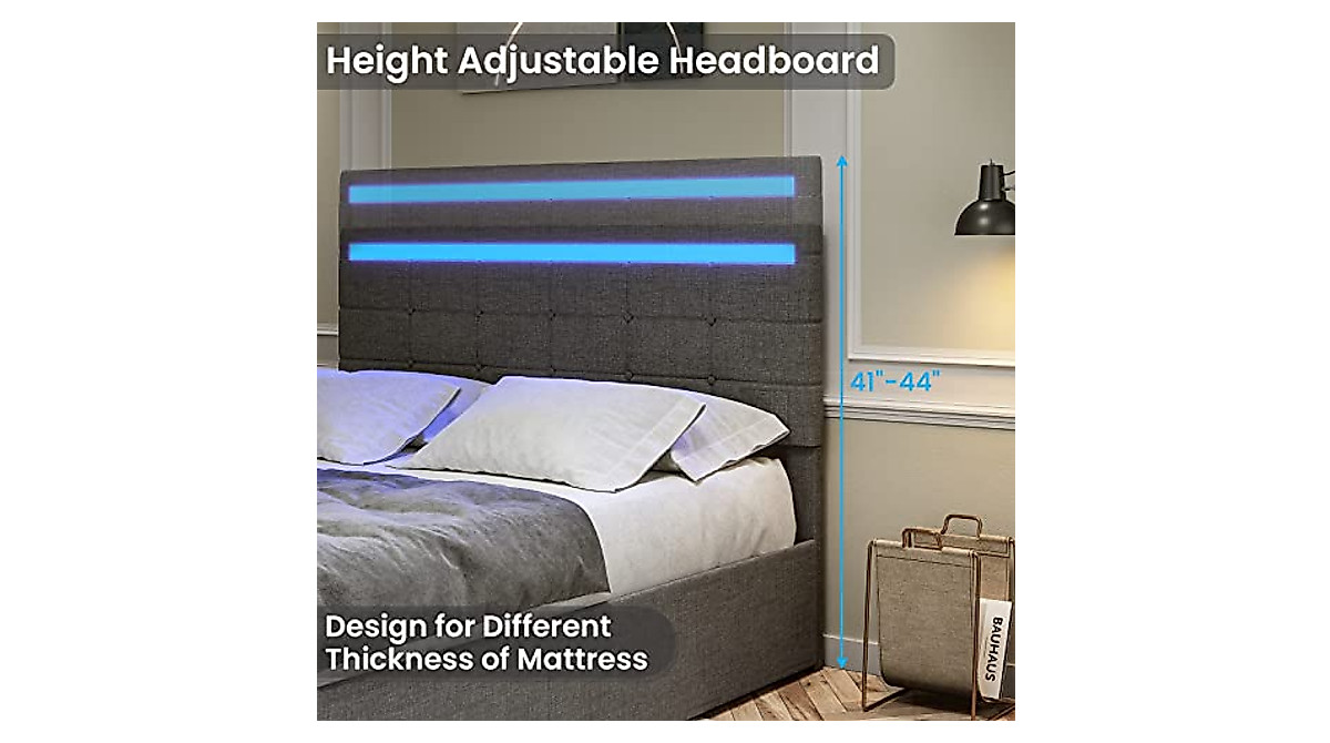 ADORNEVE Queen LED Bed Frame with Storage & USB Charging