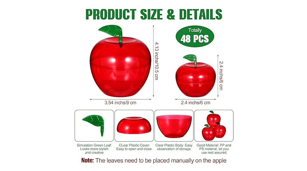 Tioncy 24 Pcs Apple Containers for Festive Decor