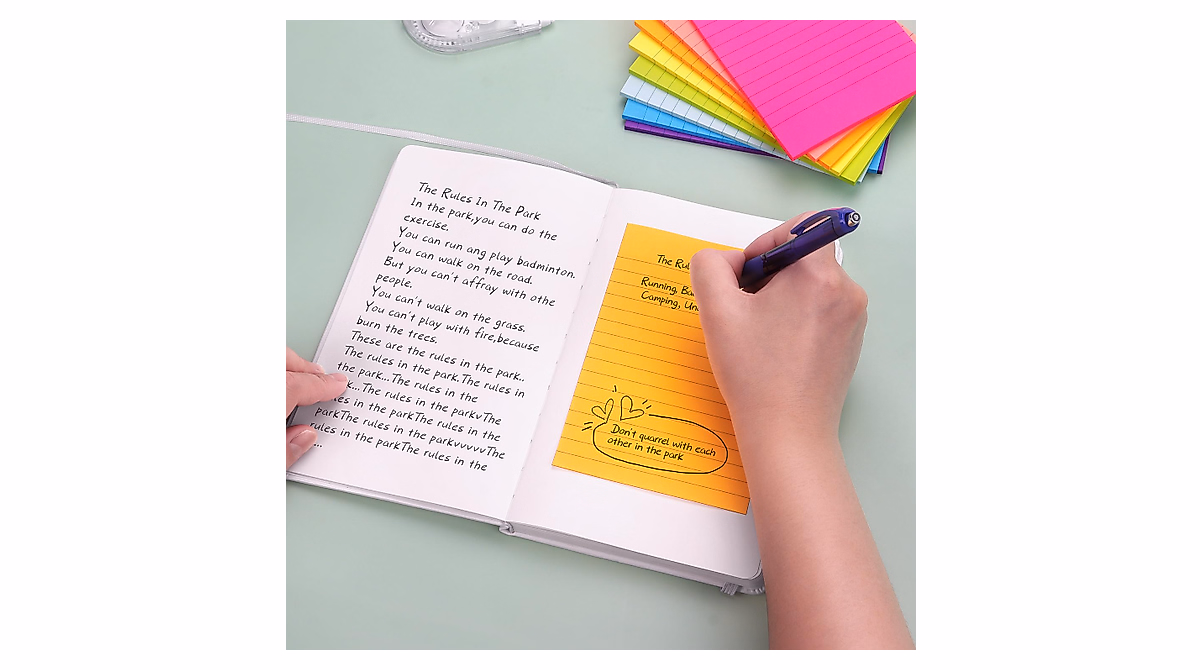 Bright 4x6 Lined Sticky Notes - 8 Pads for Organization & Notes
