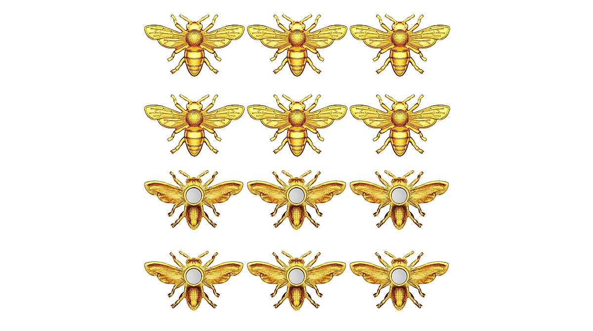 12 Pack Gold Bee Refrigerator Magnets - Durable & Cute Home Decor