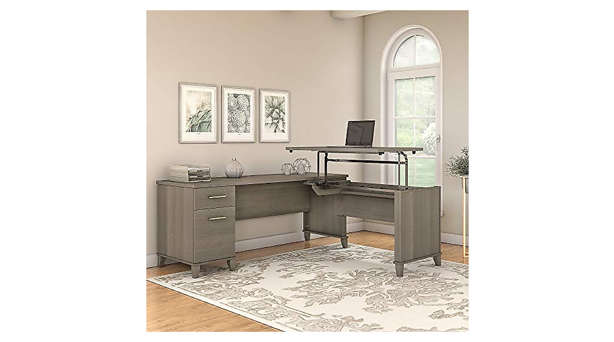 Bush Furniture Somerset 72W Sit to Stand L Shaped Desk for Ergonomic ...