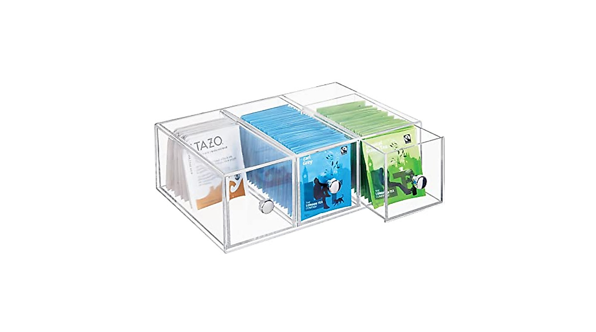 mDesign Stackable Storage Organizer - Clear Kitchen Solution
